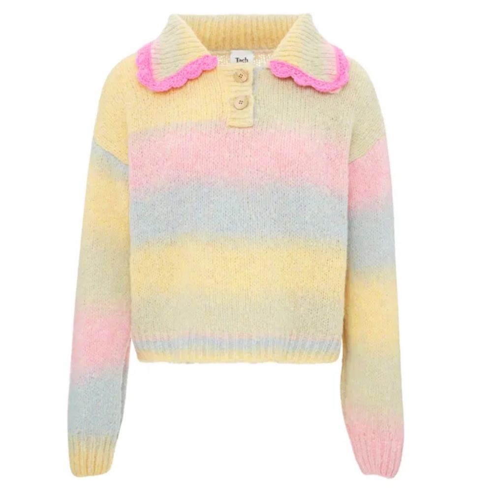 Sheila Striped Handmade Crochet Jumper | Yellow
